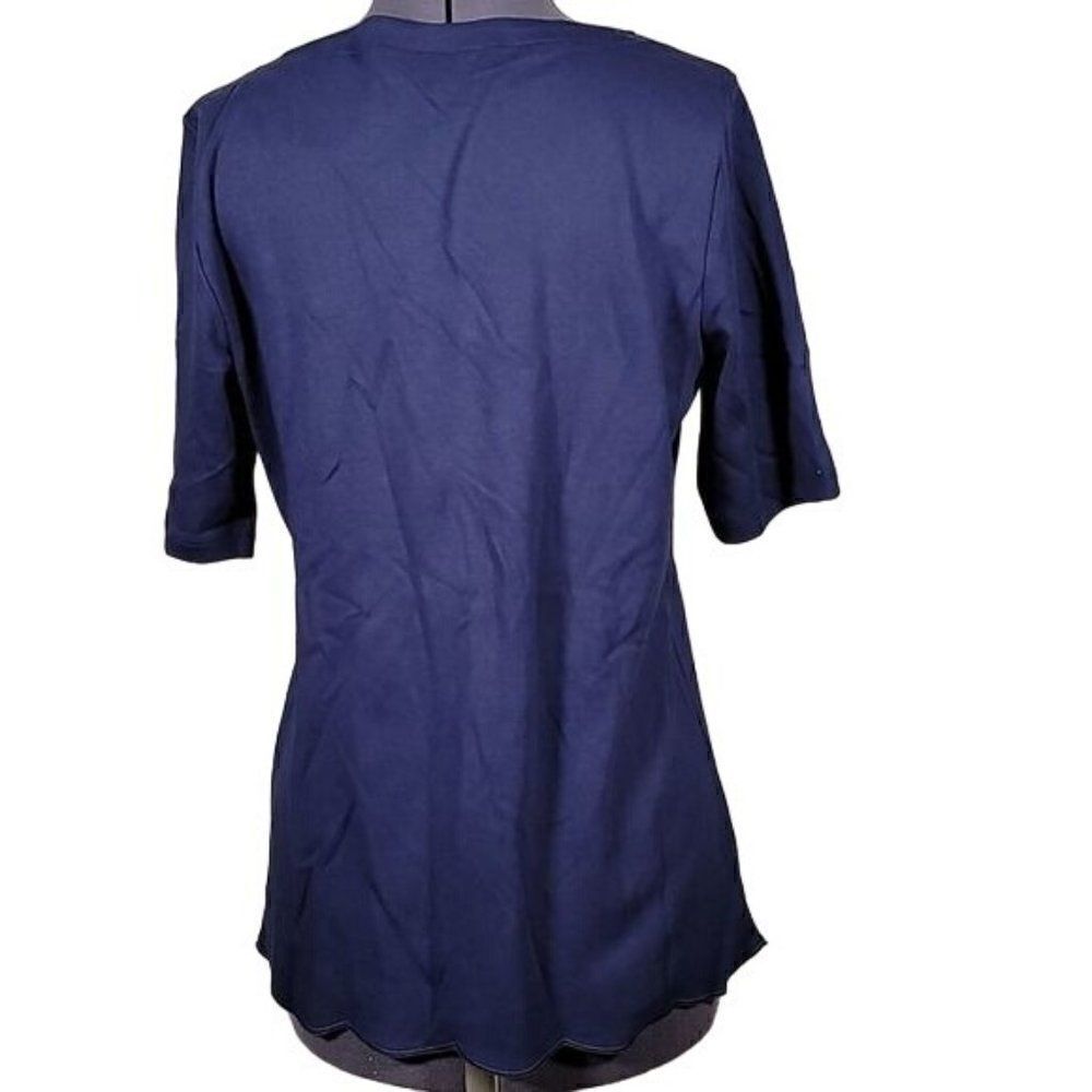Karen Scott Printed Scalloped Cotton Top Sz M - Picture 4 of 11